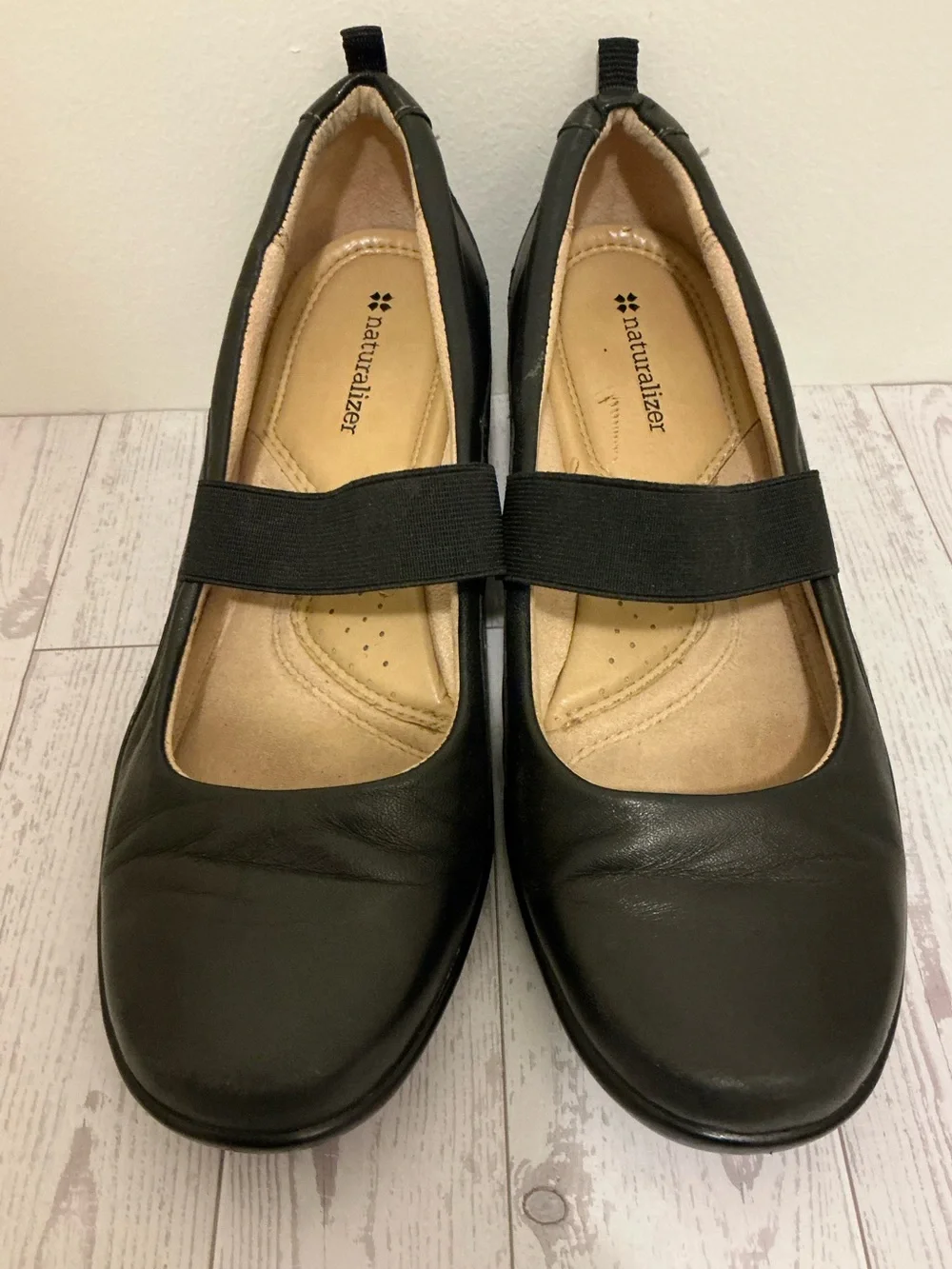 Women’s Black Leather Wedge Mary Jane Comfort Shoes